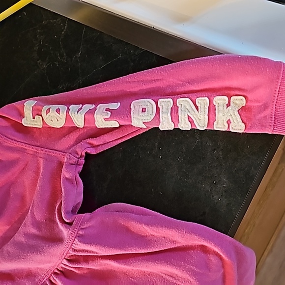 Victoria's secret pink love pink dog 3/4 sleeve hoodie large - Picture 2 of 7